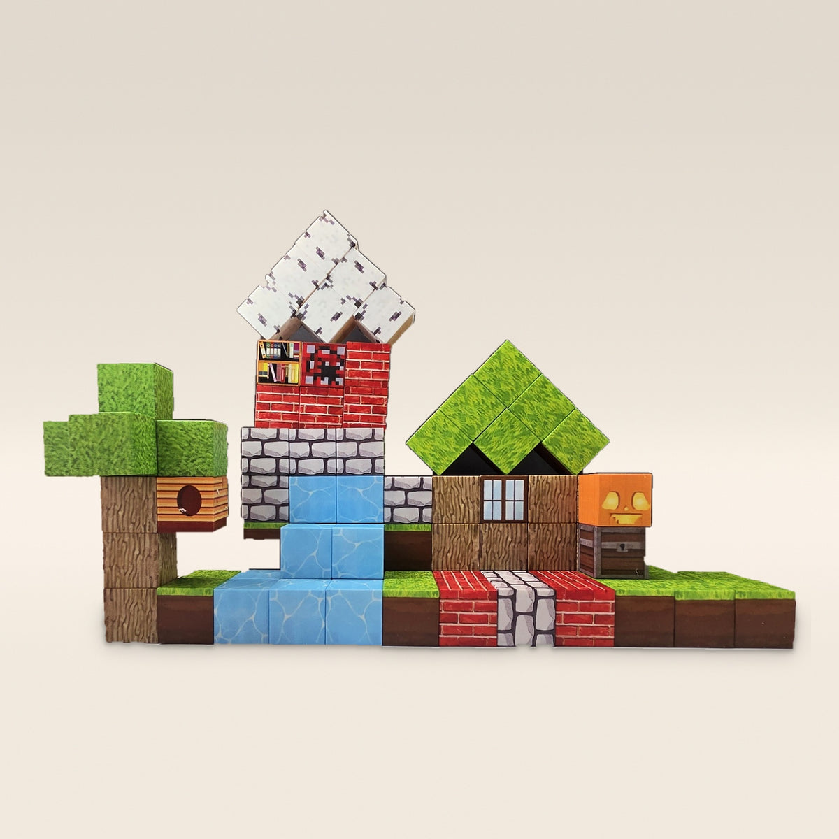 Magnetic Cubes for Kids – Waterfall Scene Building Blocks | Waterfall Meadow